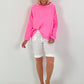 Blouse-style shirt with round neck - neon pink