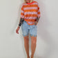 Pailletten Shirt mit Streifen - rosa-orange