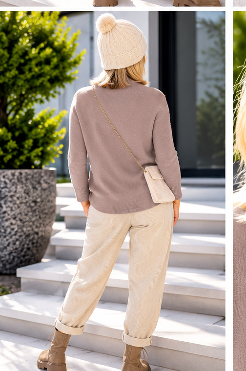 Pullover mit Stehkragen - taupe