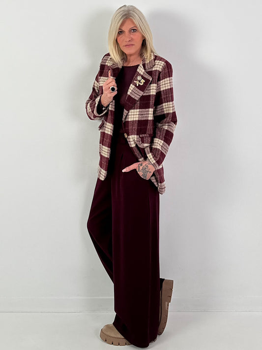 Karierter Wollblazer Modell "Royal Check" - bordeaux-mehrfarbig