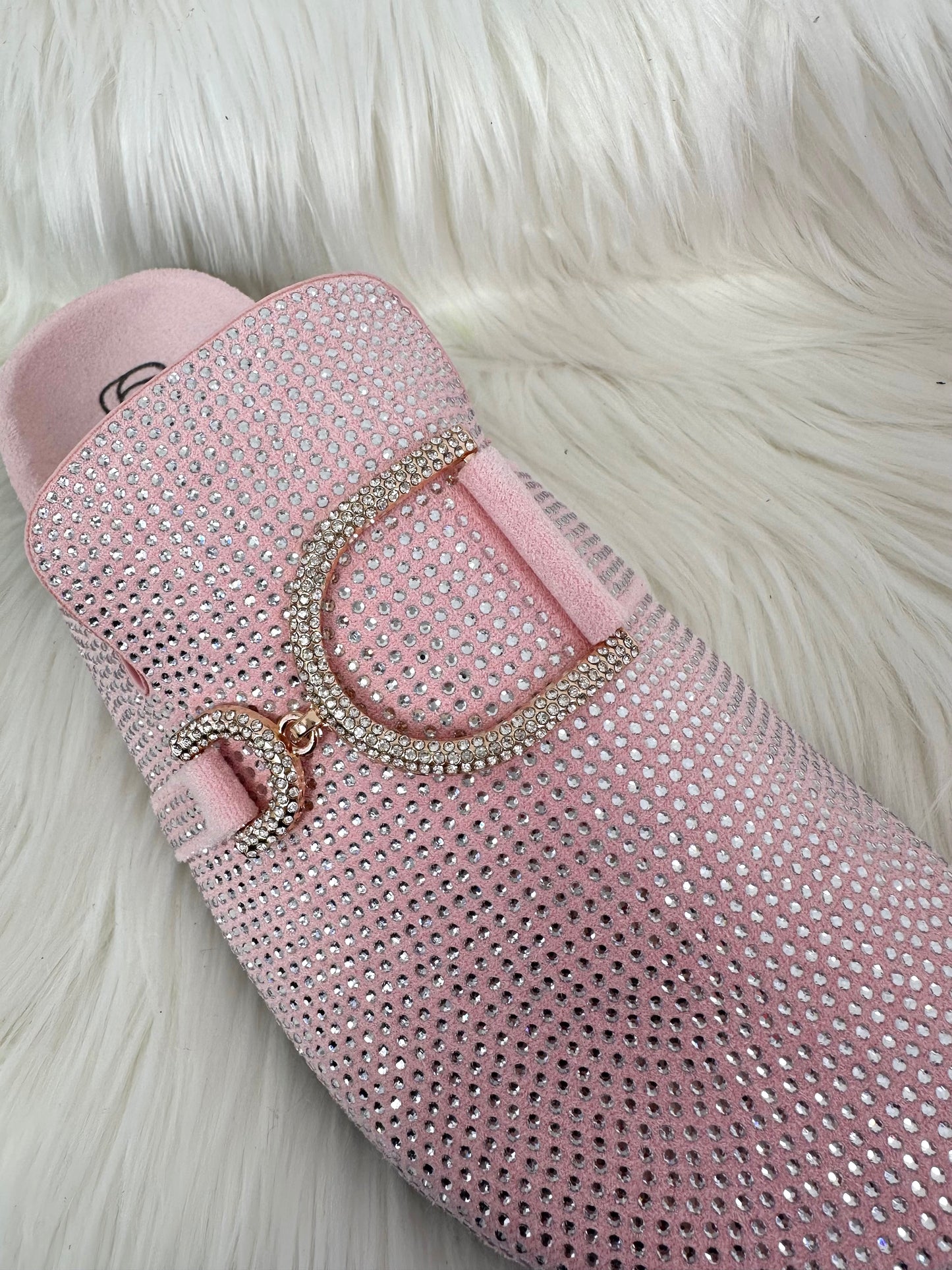 Pantoletten mit Strasssteinen - rosa