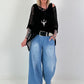 Jeans mit elastischem Bund - denim