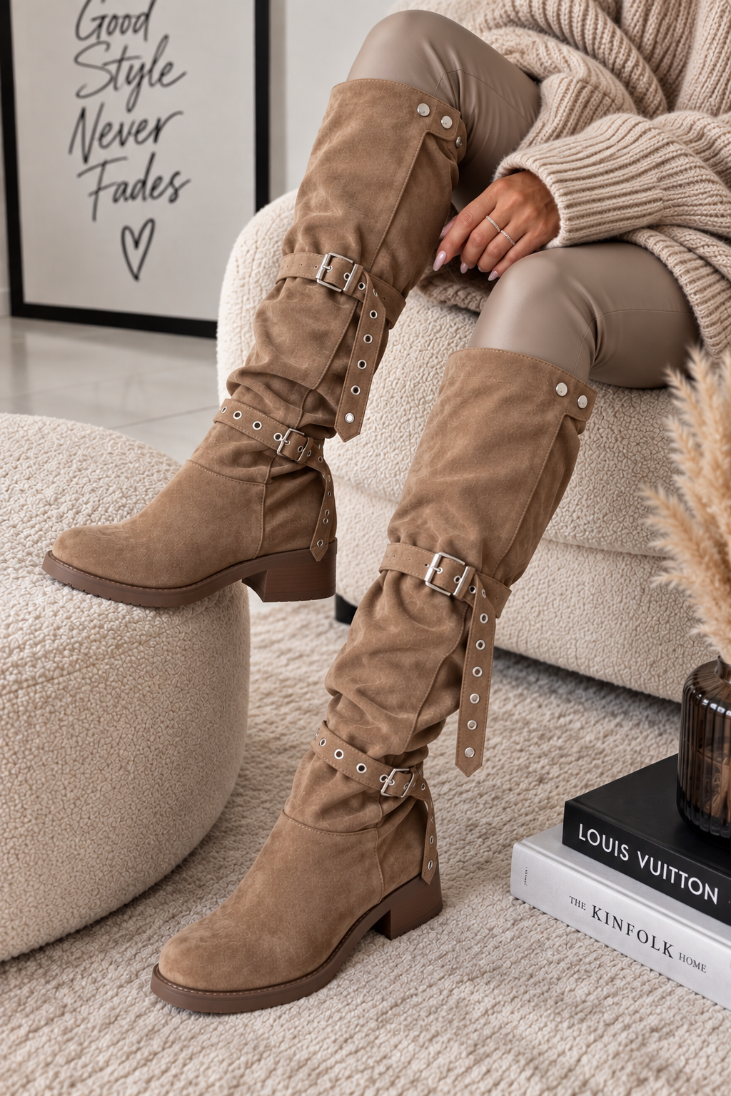 Over-the-knee boots - beige