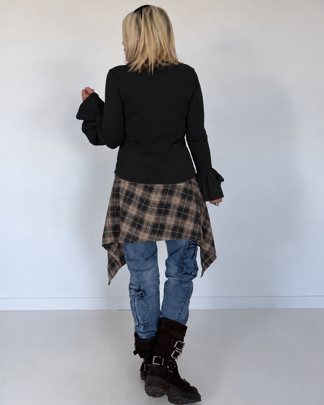 Waist Wrap im Karomuster - taupe-mehrfarbig