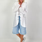Oversized Leinen-Military Blazer - weiss
