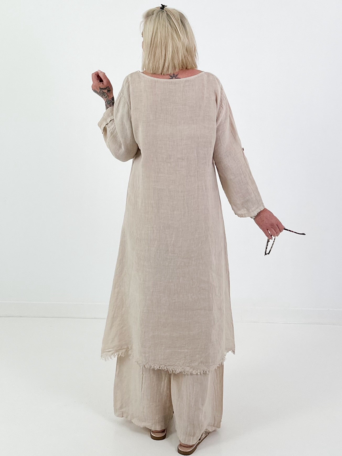 Linen two-piece set - beige