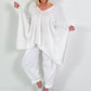 Oversized Sommerstrick Poncho - weiss