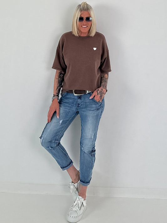 Sweater stone washed  - mokka