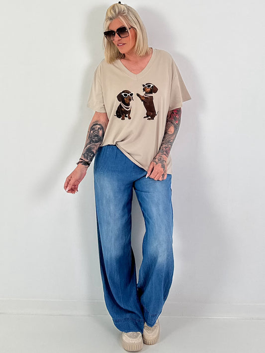 T-Shirt Dackel - beige