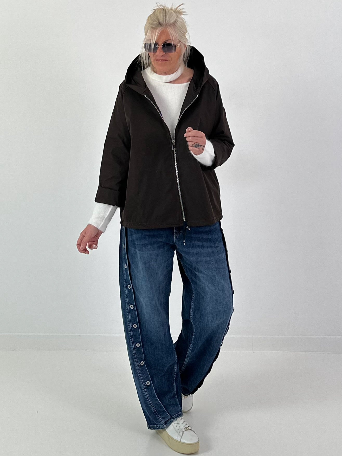 Lightweight hooded jacket - mocha