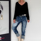 Basic Shirt mit V-Ausschnitt - schwarz
