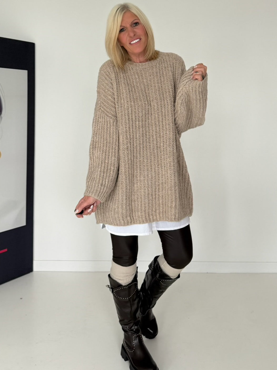 Rippstrickpullover - beige