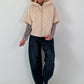 Jacket with XL collar and hood - beige