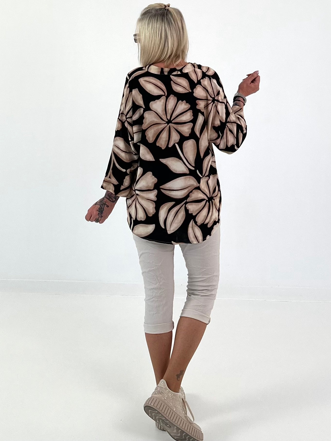 Printed tunic - beige - black