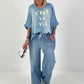 Oversized Jeans Shirt C'est La Vie - blue