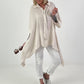 Oversized asymmetrical blouse with tie - beige