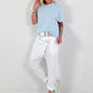 T-shirt met capuchon en strepenpatroon - lichtblauw-wit
