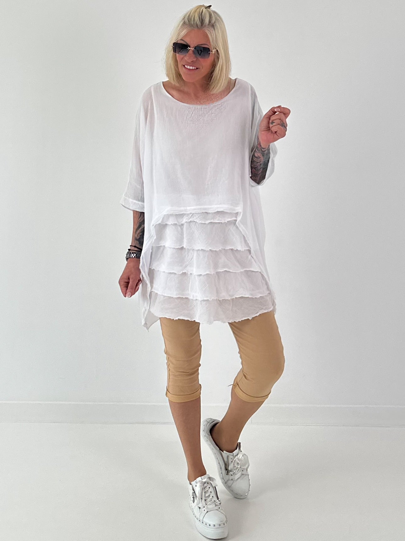 Capri Hose mit Bindeband - sand
