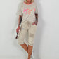 T-Shirt mit Leo-Details - beige