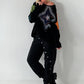 Trendy sweater with many details - black