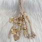 Braided chain with stone pendant - beige-multicolored