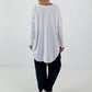 Oversized Shirt mit Leo-Print und Strass-Details - weiss