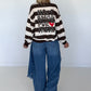 Sweater mit Blockstreifen More Amor - creme-mokka