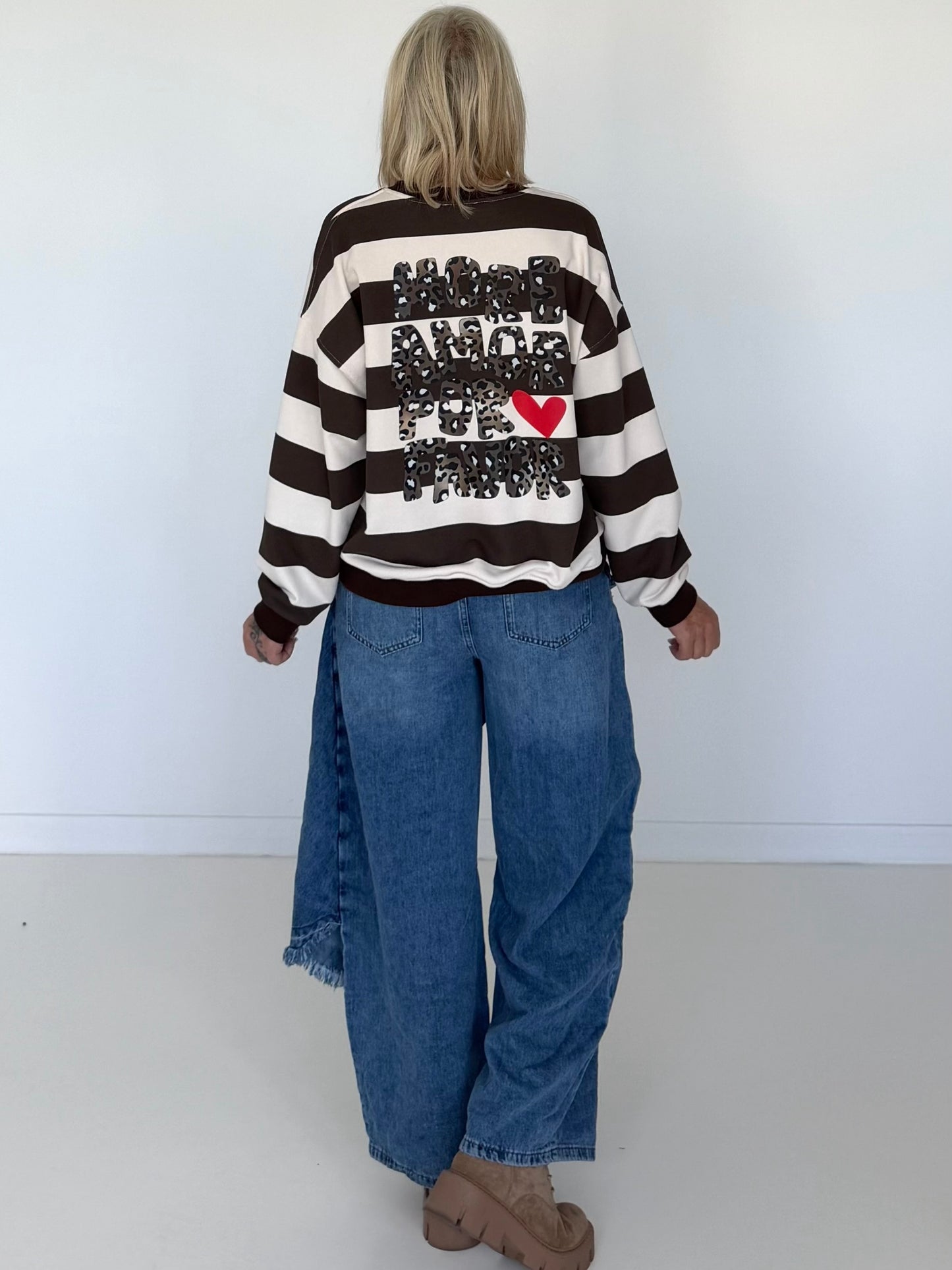 Sweater mit Blockstreifen More Amor - creme-mokka