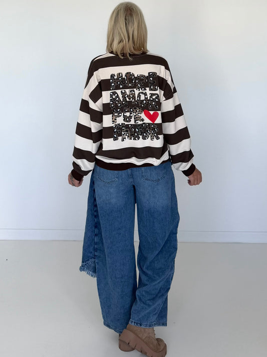 Sweater mit Blockstreifen More Amor - creme-mokka
