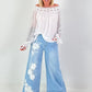 Silk tunic with crocheted neckline - white