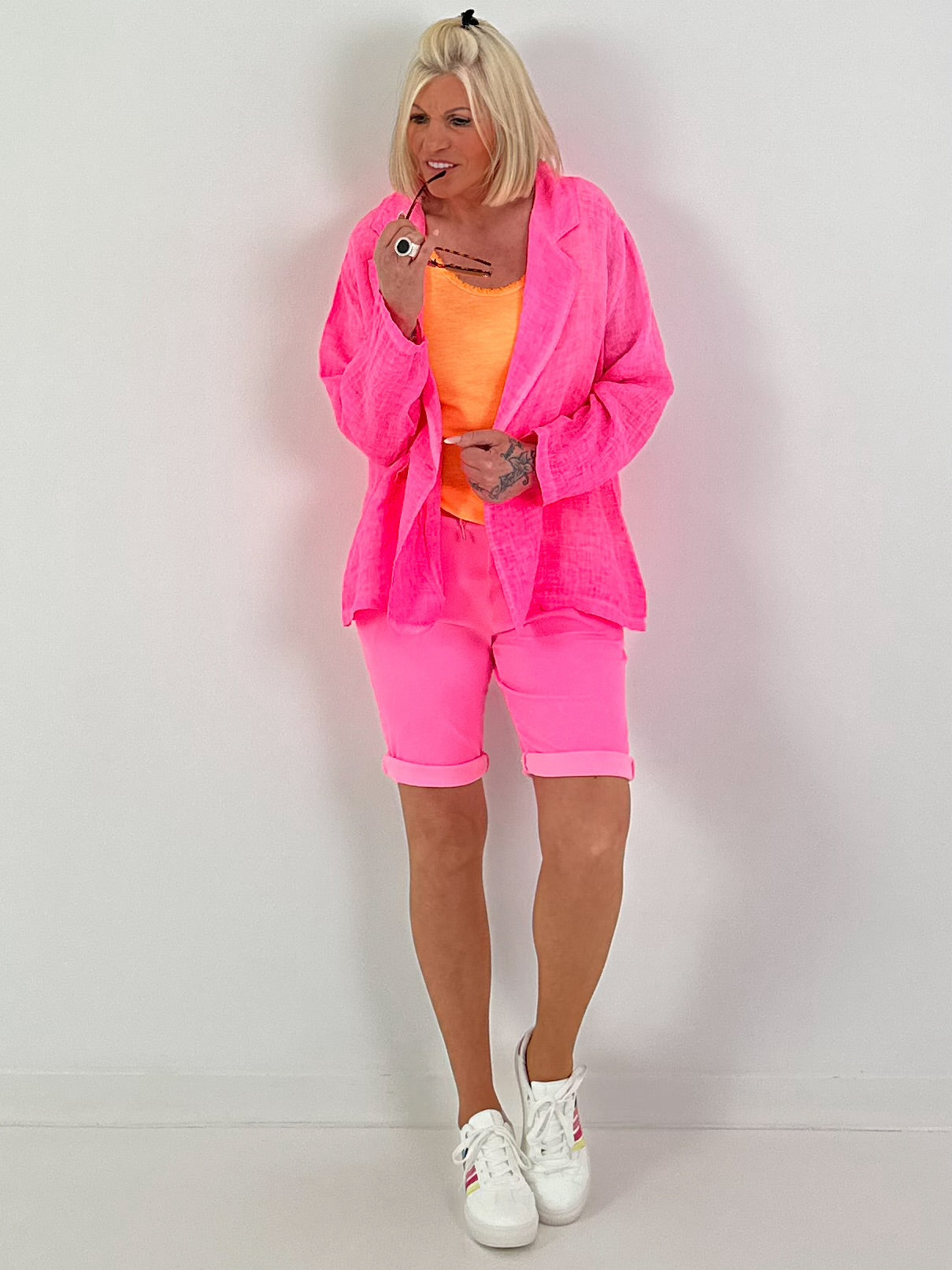 Light Linen Blazer - neon pink
