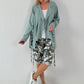Fancy linen jacket with side lacing - khaki