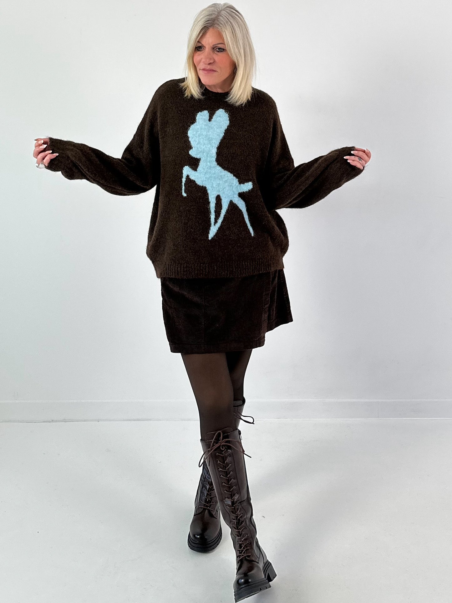 Sweater model "Nala" - coffee-ice blue