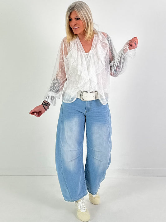 Spitzenbluse mit Top - weiss