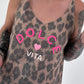 Top Dolce Vita mit großem Leo-Muster - schoko-sand-mehrfarbig
