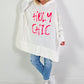 Oversized Hoodie Modell "Holy Chic" - weiss-neonpink