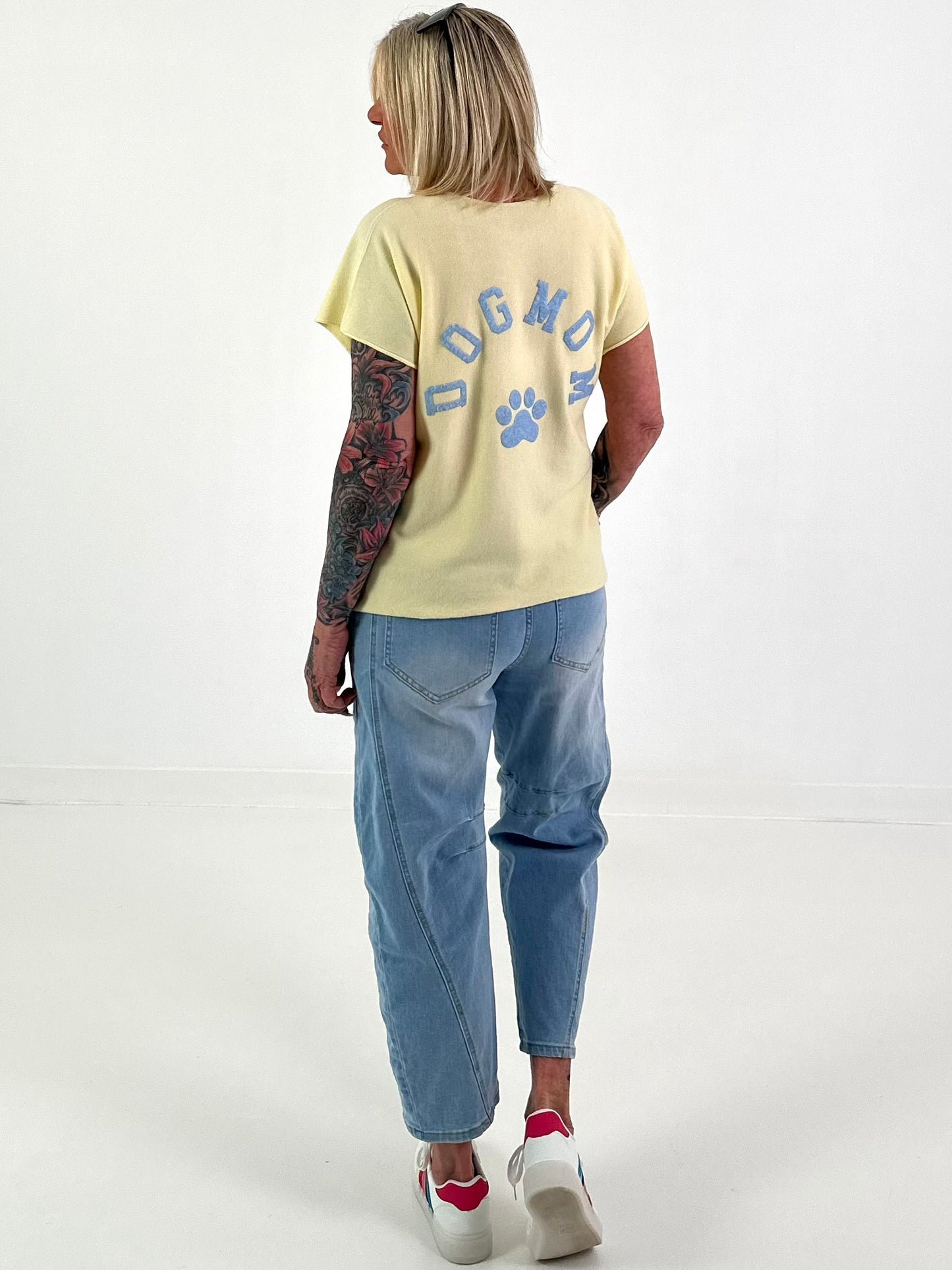 Feinstrick Shirt Dog Mom - gelb