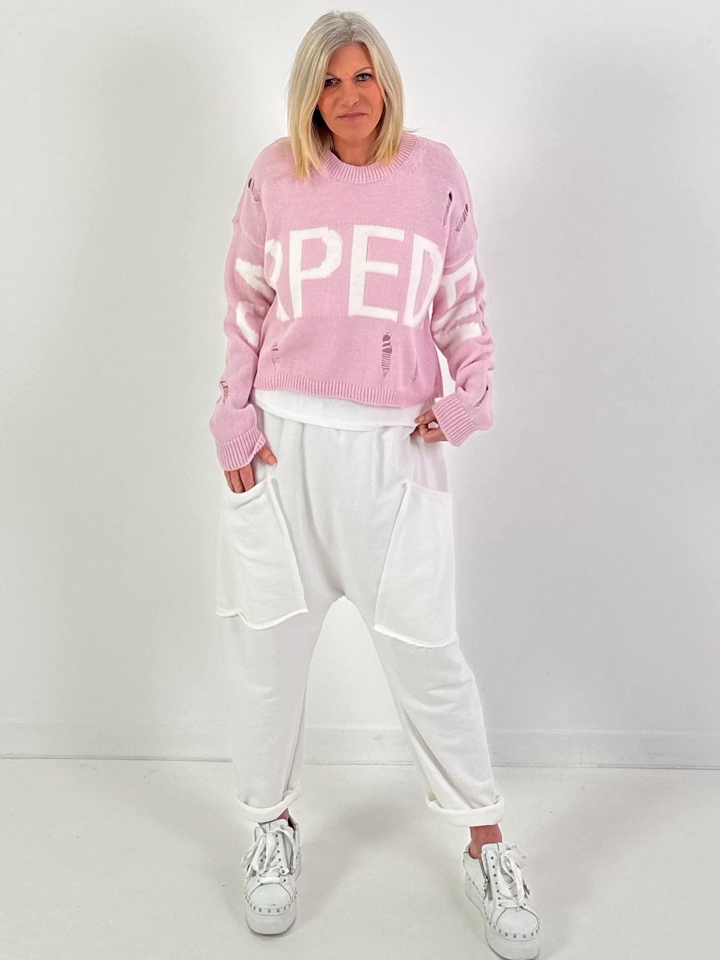 Sweater model "Carpediem" - pink-white