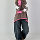 Lässiger Long Hoodie mit Daumenloch und trendigen Sternenelementen - taupe