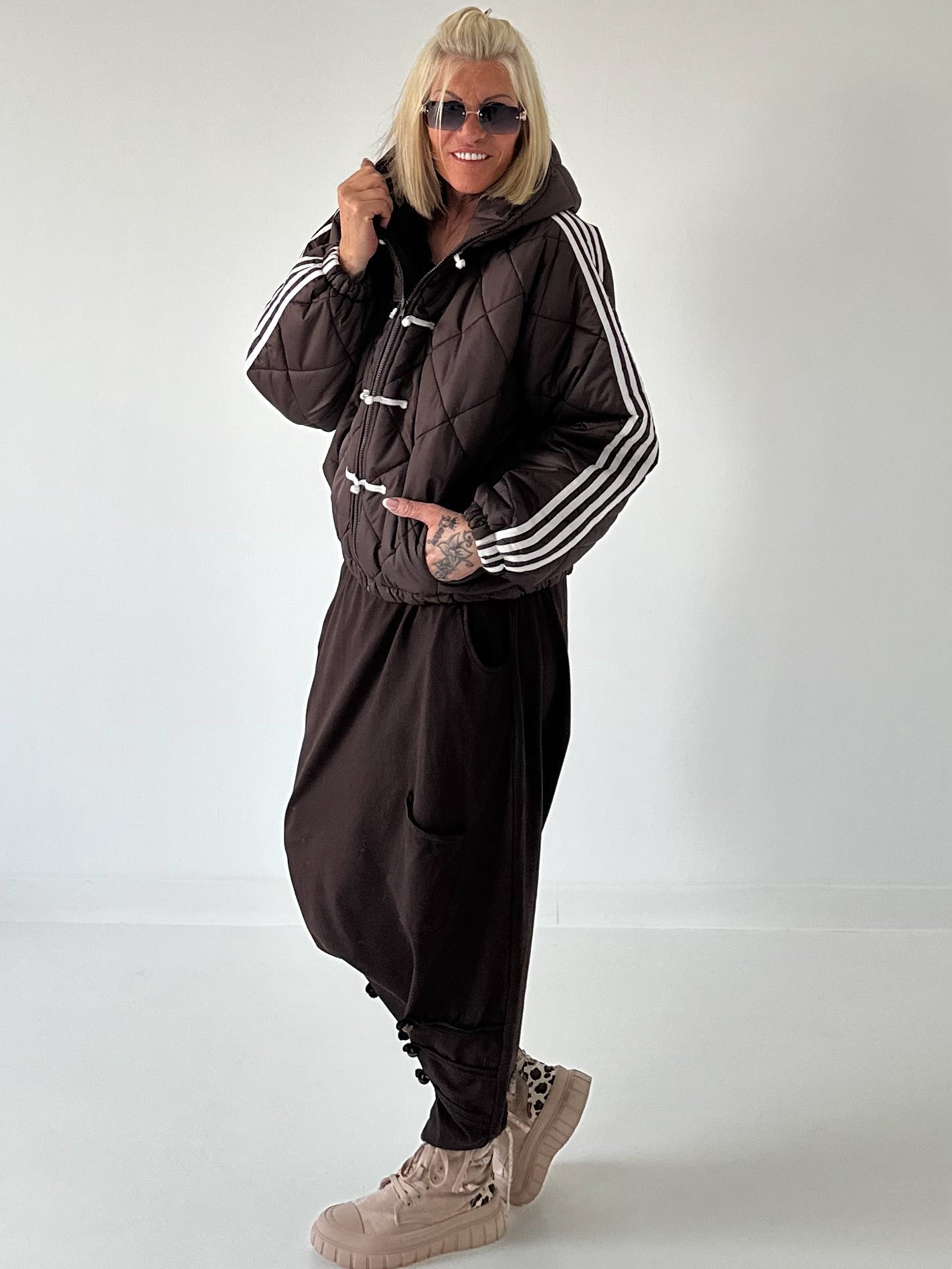Bomberjacke mit Kapuze - mokka