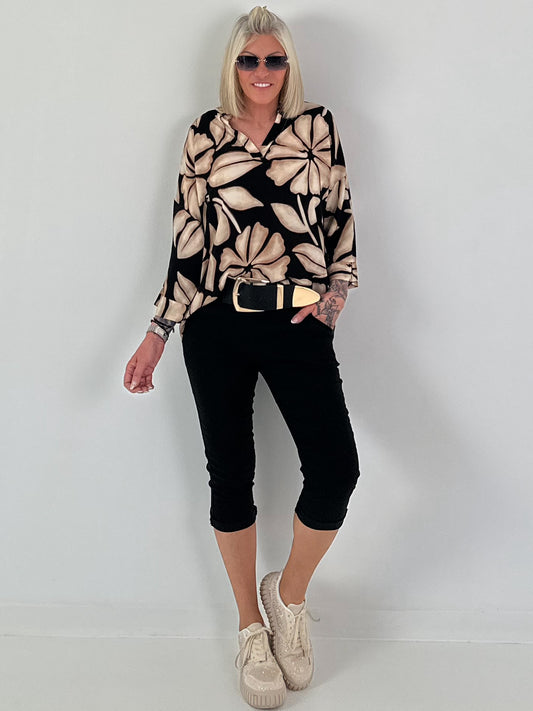 Tuniek met print - beige - zwart