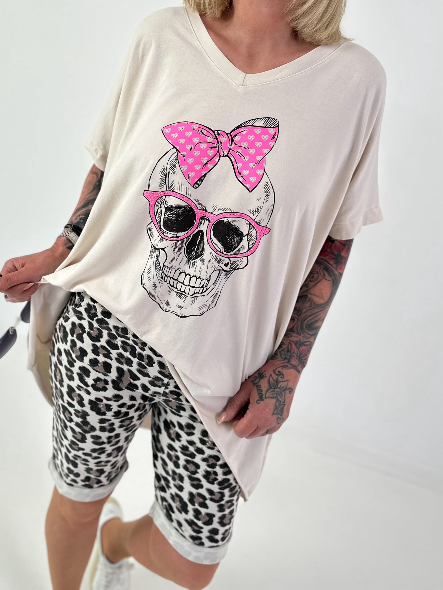 Oversized Shirt Skull - beige