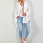 Oversized frilled shirt blouse - white