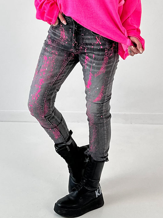 Jeans model "Pink Shot" - gray-pink