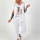 T-Shirt mit Schuhprint und Glitzerdetails - weiss-beige