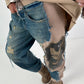 Jogg-Jeans im used Look Woman`s Face - denim