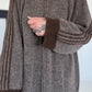 Oversized Long-Strickjacke mit Streifen - dark-chocolate-mokka