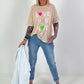 Fine Knit T-Shirt Love - beige