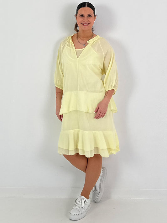 Dress with slip top and ruffles - yellow