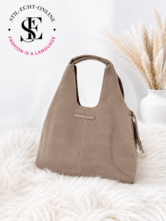 Tasche in Wildleder-Optik - taupe